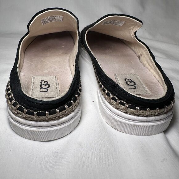 UGG Caleel sz 7.5 Womens Black Nubuck Leather Slip On Mule #1010102 - Picture 5 of 8